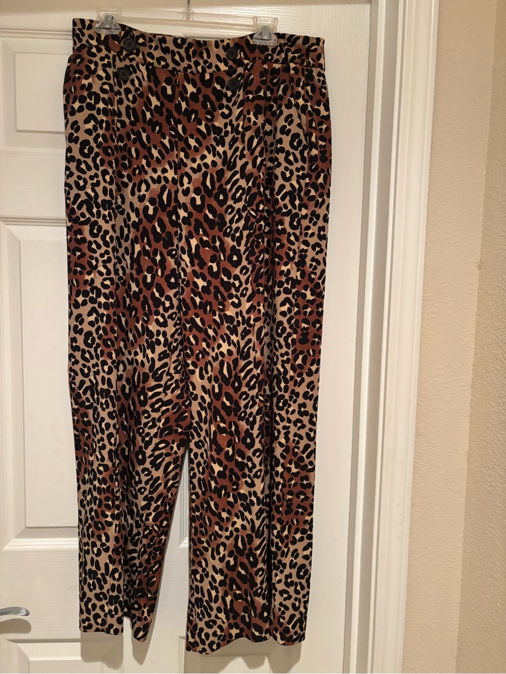 New York & Company Leopard Print Wide-Leg Pants - Brown/Cream/Black